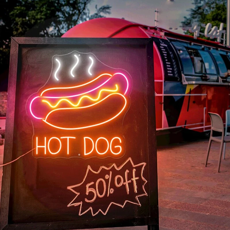 Imagem -06 - Handmade Led Neon Sign para Decoração Hot Dog Stand Decor Vintage Neon Signs Restaurante Wall Art Jantar Bar Decoração