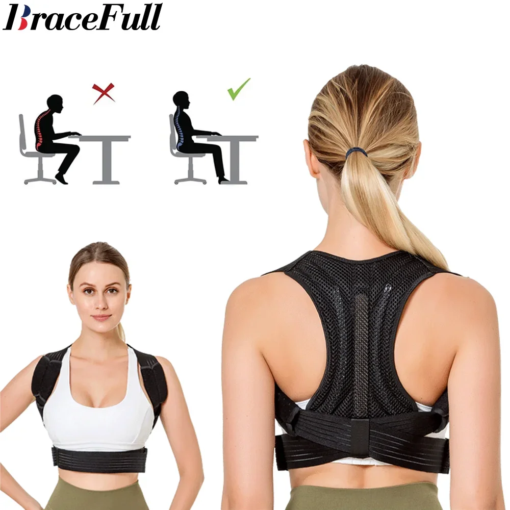 Men Women Back Brace Posture Corrector Upper Lower Pain Relief Muscle Support Straightener Spine Neck Clavicle Shoulder Improves