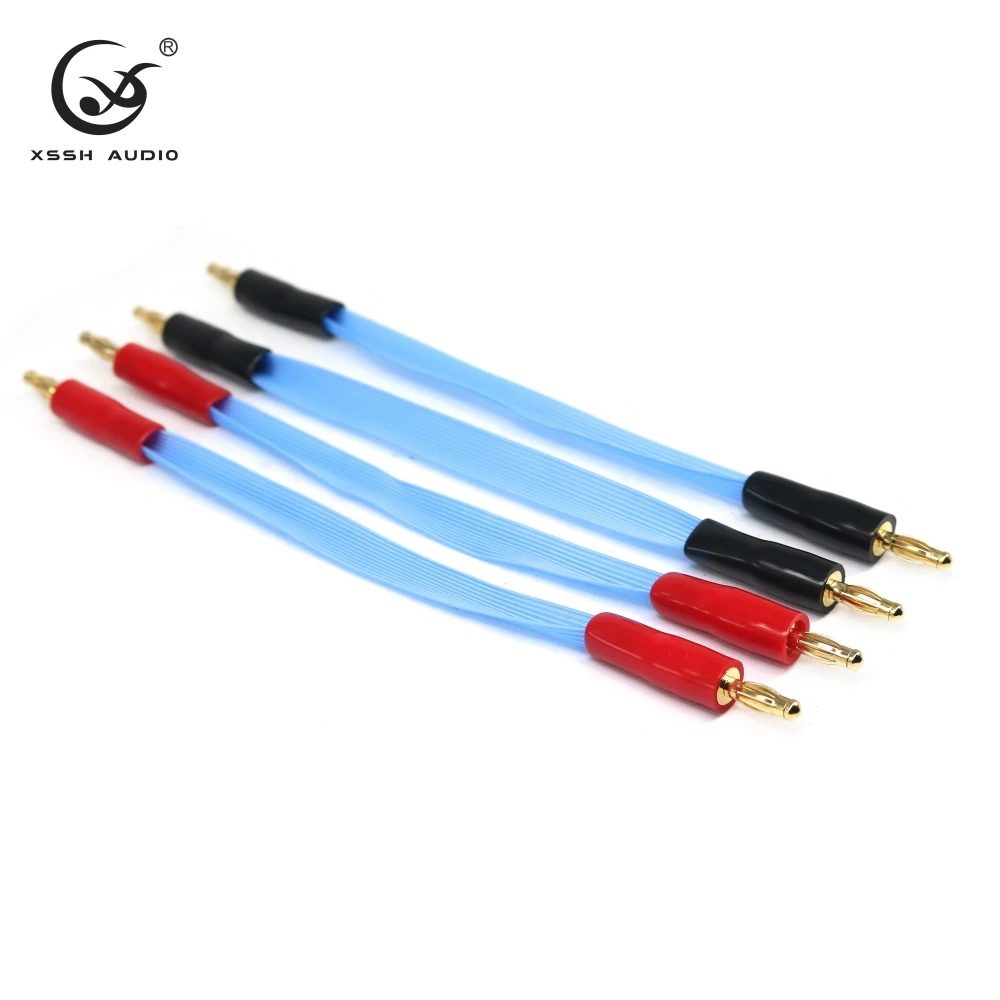 Bridge Line 4pcs 20cm XSSH Audio Hi-end DIY OEM ODM HIFI Copper Gold Plated Banana Plug Connector Core Speaker Cable Cord Wire