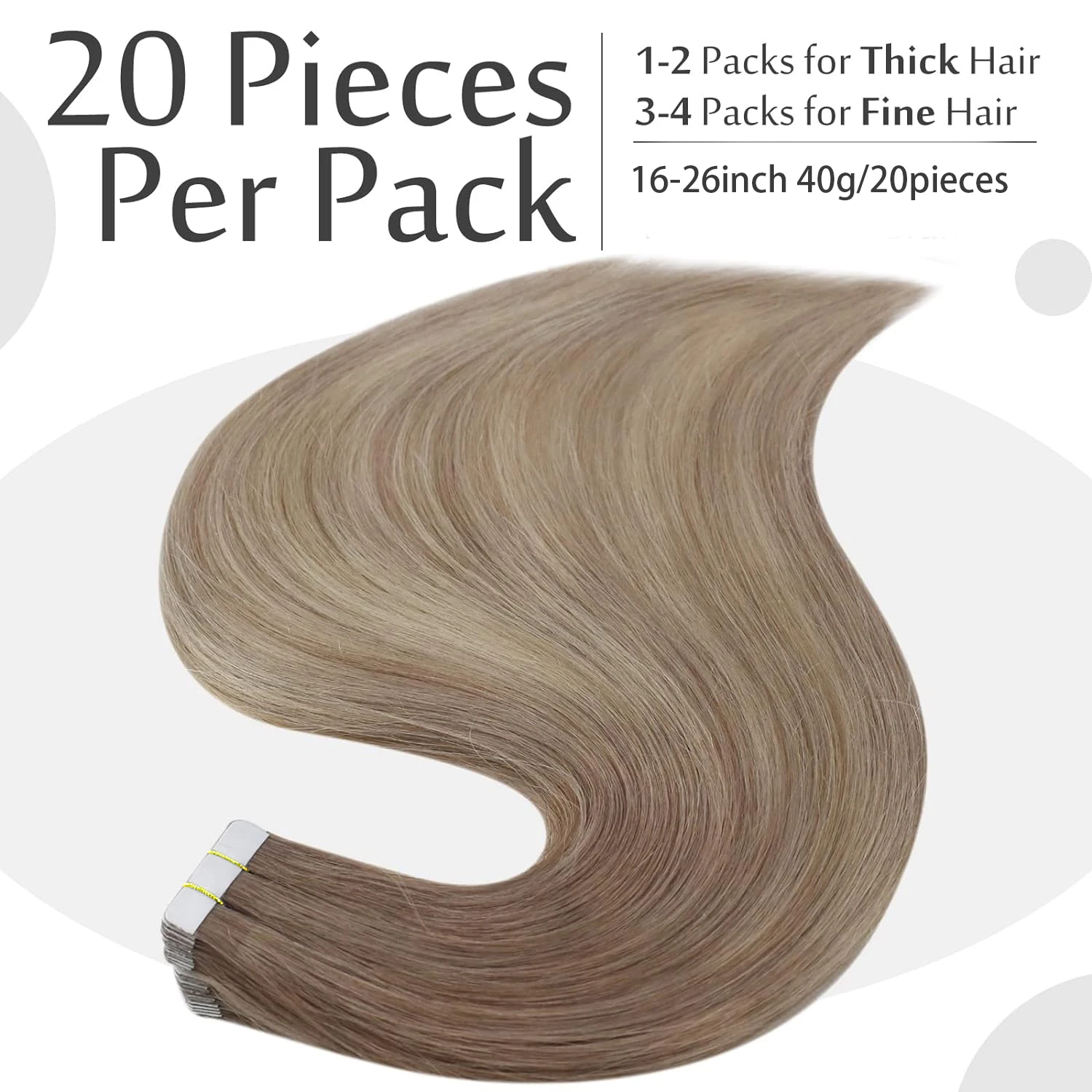 Tape In Hair Extensions Remy Human Hair Lichtbruine Kleur #8 16-26Inch Naadloze Hair Extensions 20 Stks/partij Voor Salon Van Hoge Kwaliteit