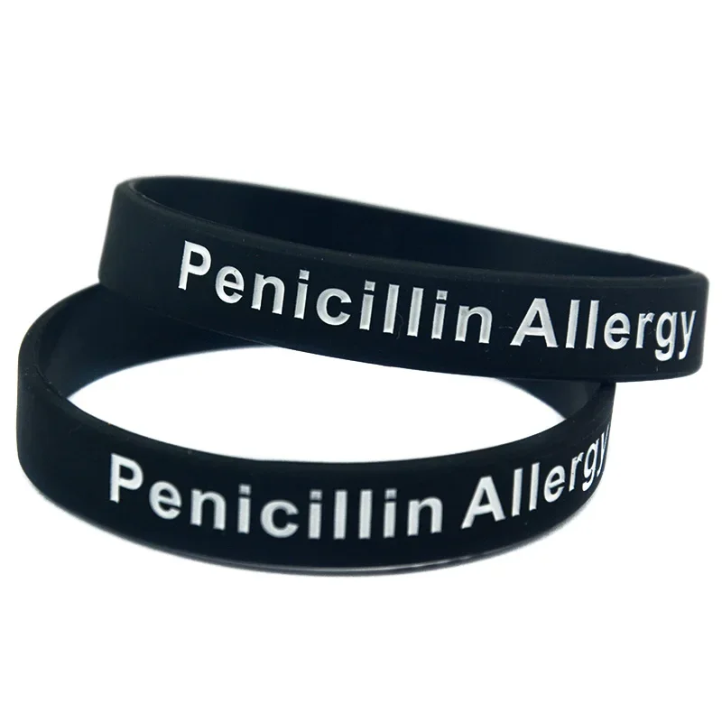 50 Pcs Penicillin Allergy Silicone Wristband Medical Rubber Bangle Alert For Emergency 3 Colors