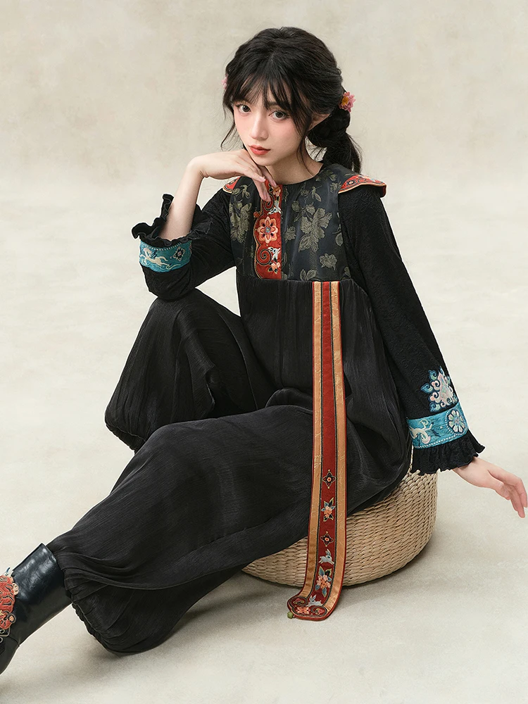 

Новый летний женский комбинезон Sulo в традиционном китайском стиле, свободного кроя, с вышивкой, с длинными прямыми брюками