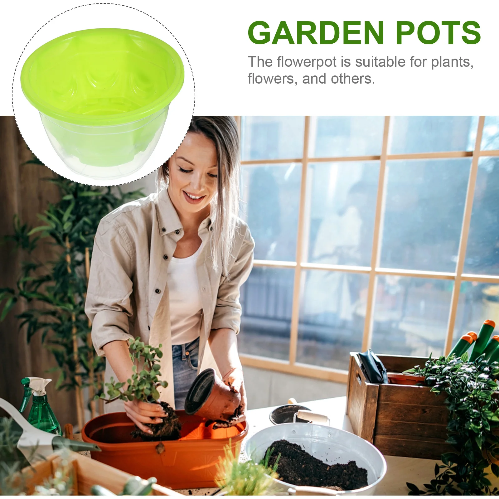 

6 Sets Container Automatic Water Absorbent Flower Pot Office Indoor Plant Pots Self Watering Planters Plastic Small Flowerpots