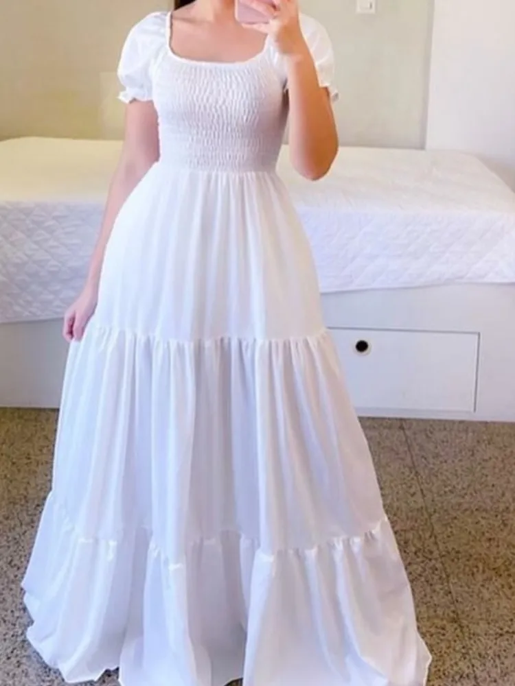 ใหม่ผู้หญิง Boho ดอกไม้ชุดฤดูใบไม้ผลิฤดูร้อนยุโรปอเมริกันผู้หญิงเสื้อผ้าปิดไหล่หอมยาวสีทึบชุด