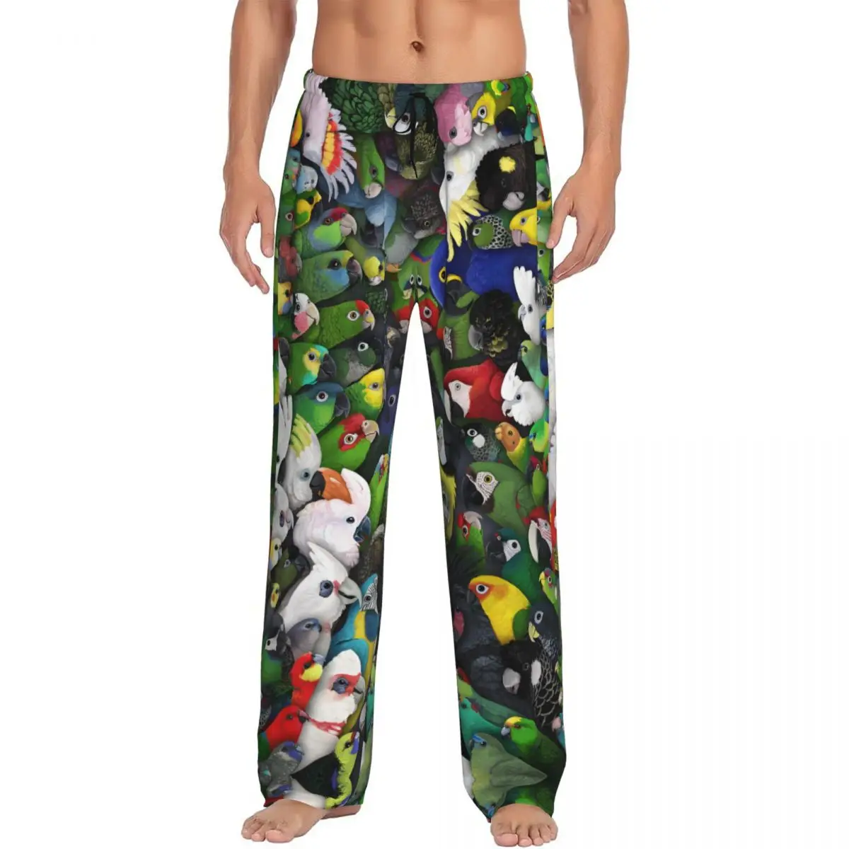 

Custom Parrot Bird Pajama Pants Men Macaw Squad Sleepwear Lounge Sleep Bottoms Stretch with Pockets