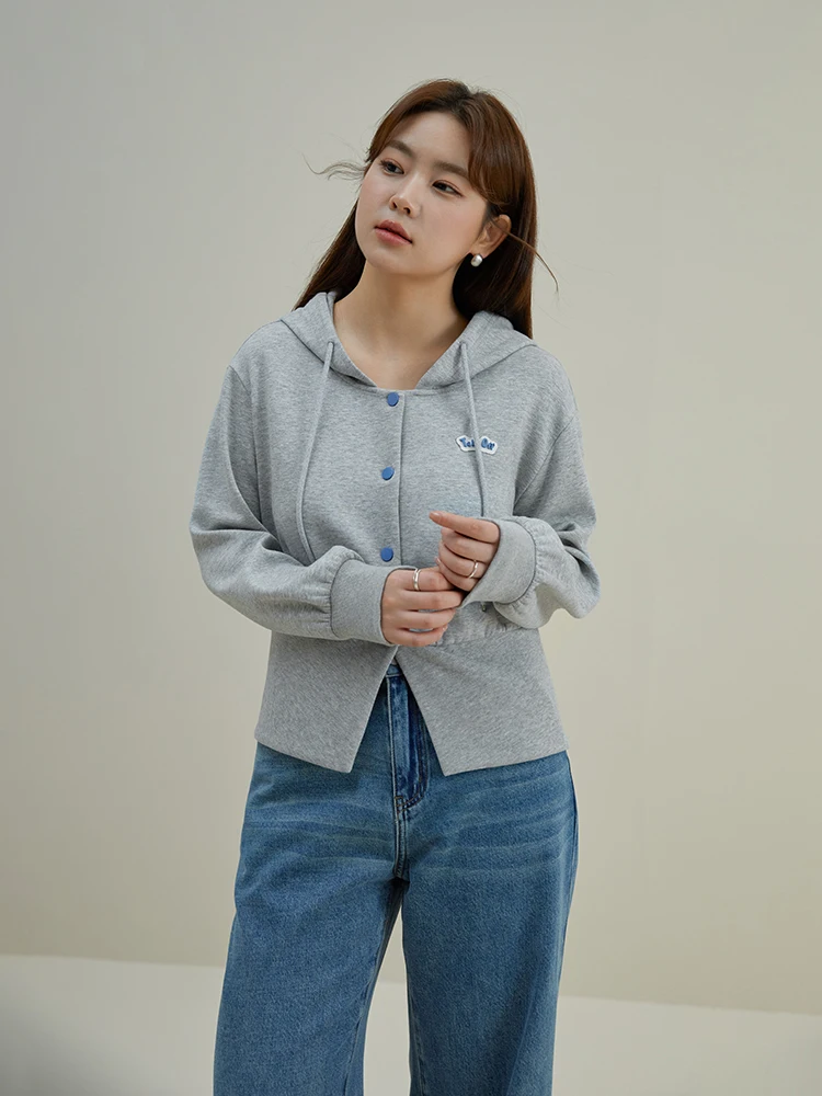 DUSHU-Pull à capuche de style américain pour femme, manteau en duvet, gris, bleu, décontracté, Y-Casual, nouveau, hiver, 2023