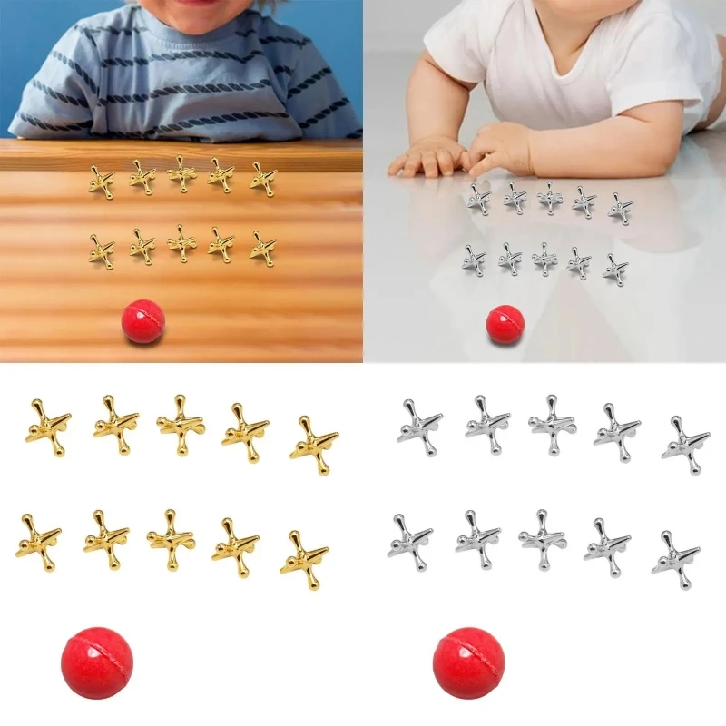 Mini Metal Classic Jack Game Set With Bouncy Ball Zinc Alloy Family Fun Party Favors Perfect Gifts For Ages 14+ Entertainment