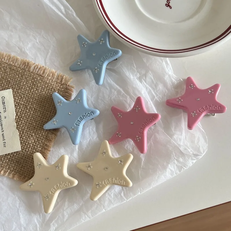 

New Colorful Star Acetate Hair Clips Side Bangs Broken Hair Fix Elegant Non Slip Fashion Daily Hair Accessories for Women Girls