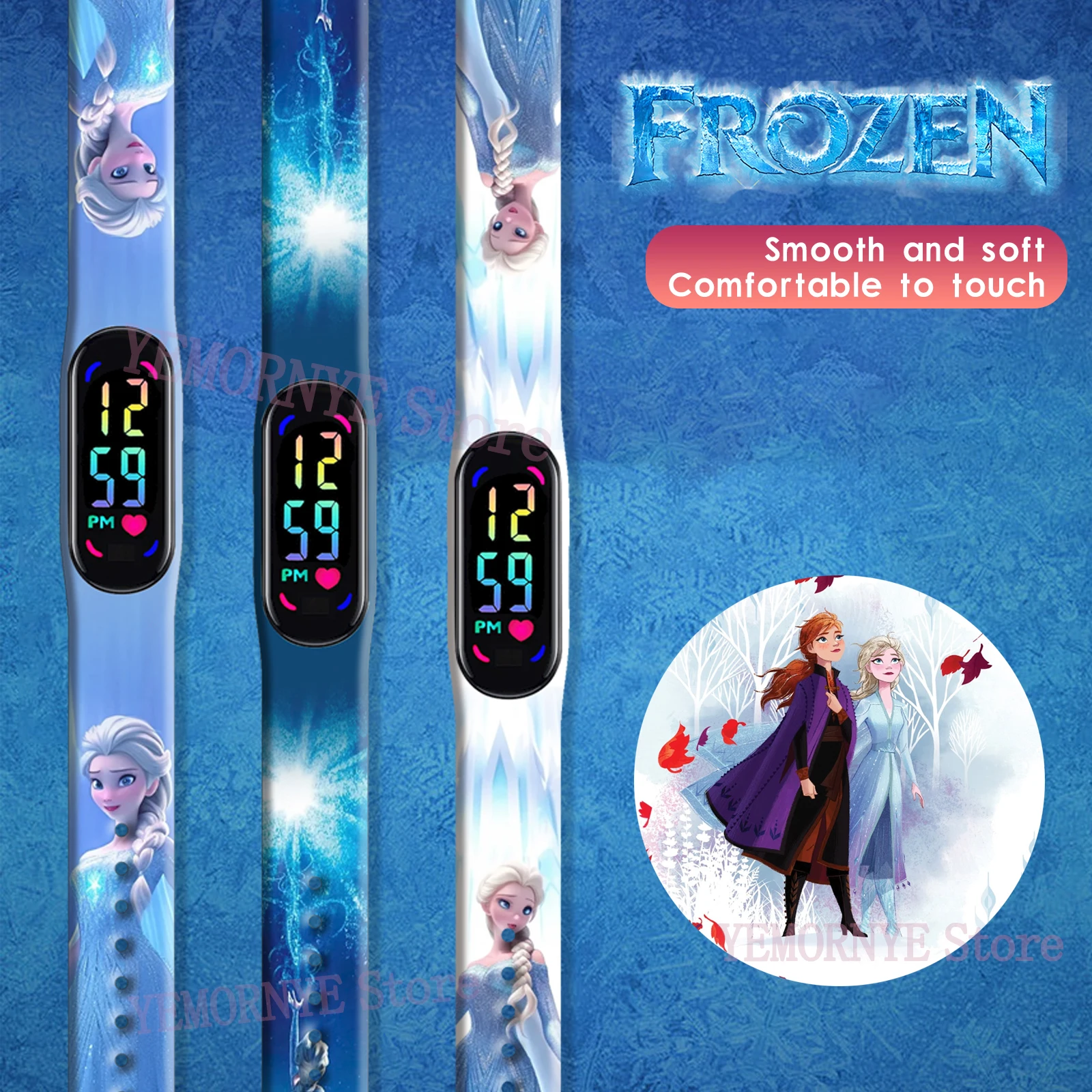 

Disney Frozen Digital Kids' Watches Anime Figures LED Luminous Watch Touch Waterproof Electronic Sports Watch Kids Birthday Gift