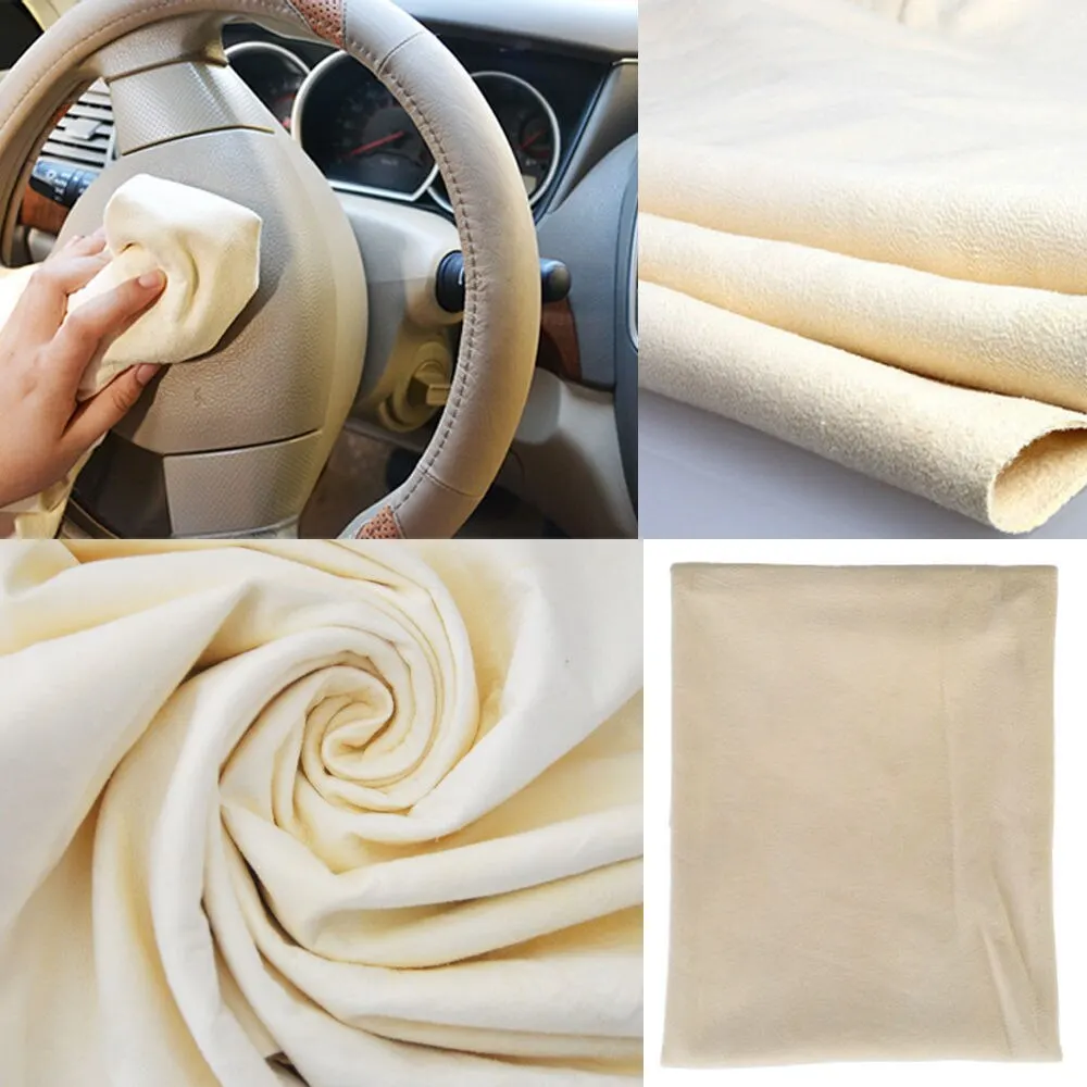 Auto Care Natural Chamois Leather Car Cleaning Cloth Genuine Leather Wash Suede Absorbent Quick Dry Towel Streak Free Lint Free