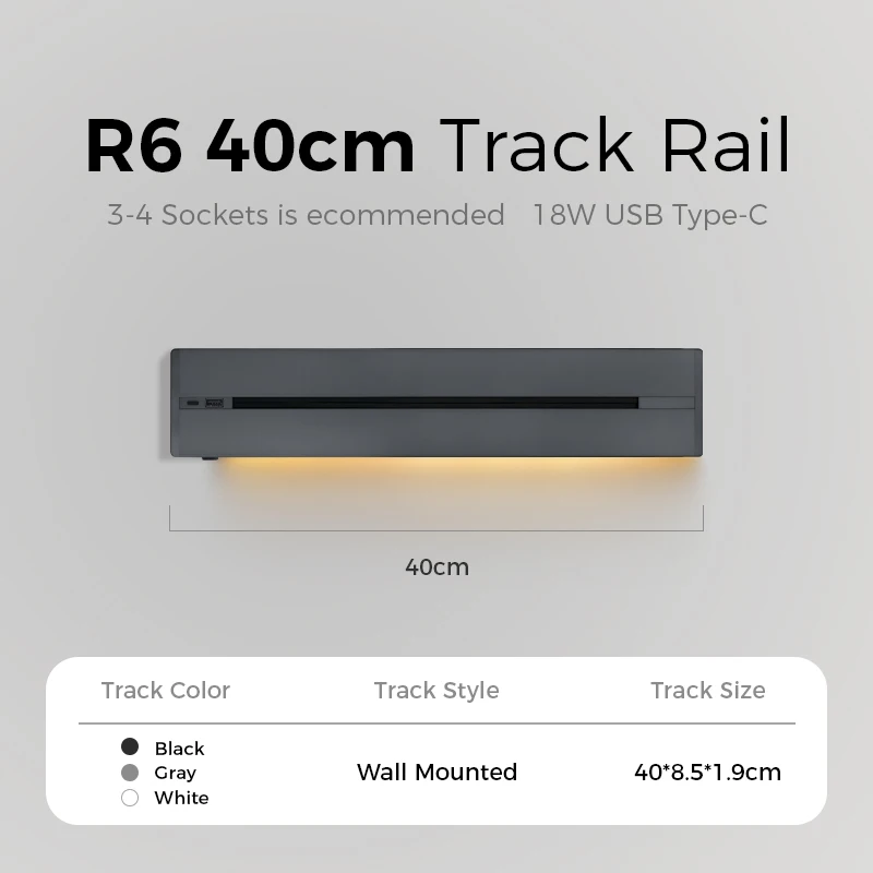 Prise de rail avec charge rapide USB Type C Haute puissance Amélioration de l’habitat Prise de coura