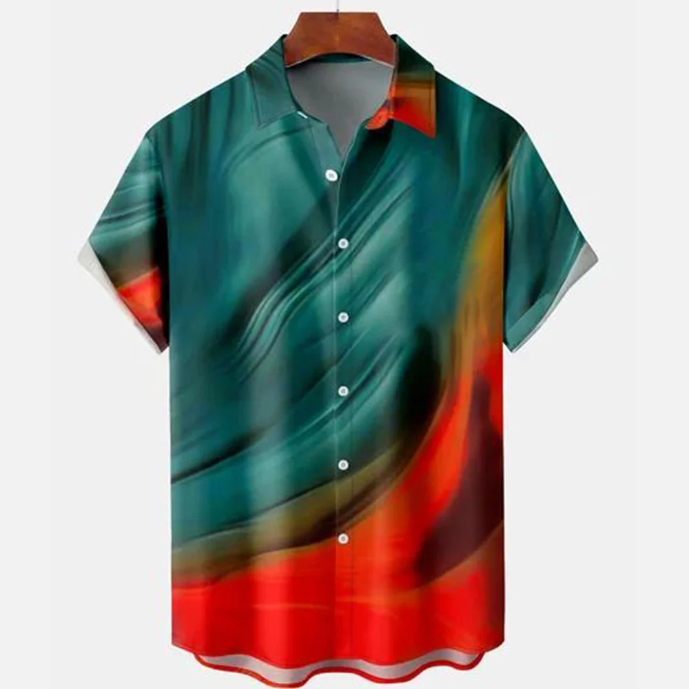 

2025 Hawaii Casual Men's Shirt Short-sleeved Gradient Graphic 3D Print Fashion Streetwear Lapel Harajuku Oversized Tops Summer