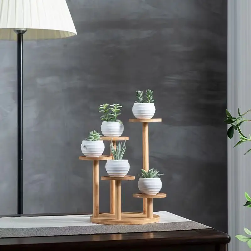 Bamboo Desktop Shelf for Organizing and Displaying Potted Plants, Perfume, Cosmetics, Toy Models