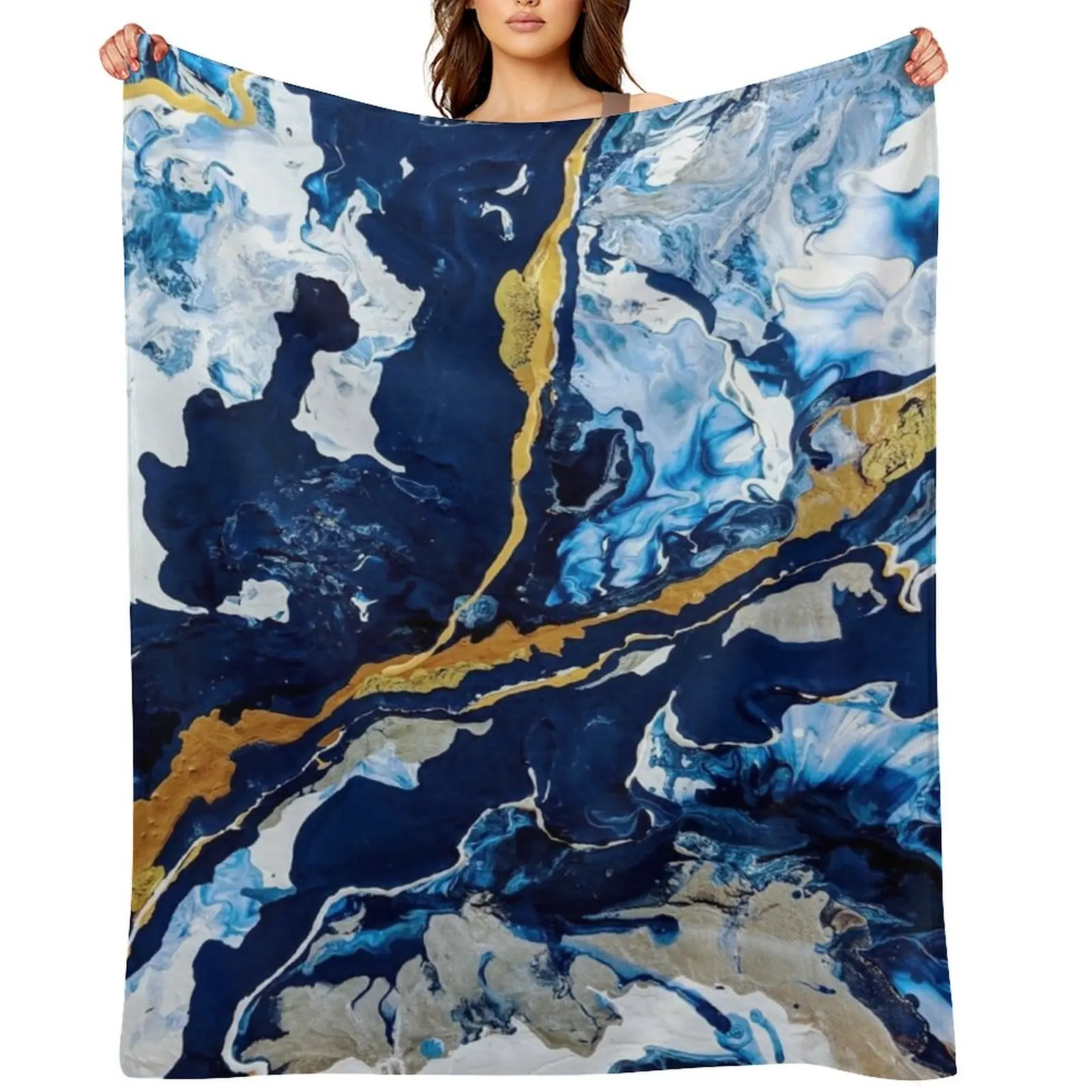 

Midnight Waters IV Throw Blanket Soft Big Luxury Soft Plaid Hairy Blankets