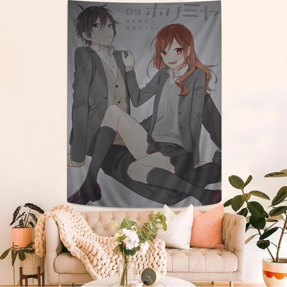 Anime H-Horimiya Printed Large Wall Tapestry Hanging Tarot Hippie Wall Rugs Dorm Cheap Hippie Wall Hanging