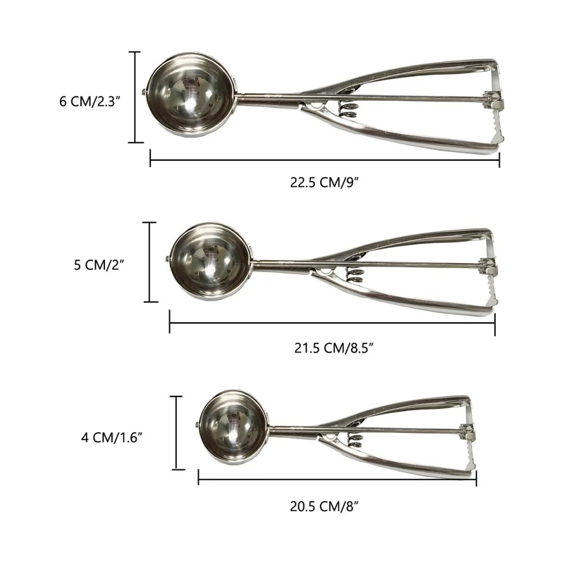 Stainless Steel Ice Cream Scoop Digging Spoon With Spring Handle Ice Cube Mold Fruit Scoop Ice Tray Mold Kitchen Accessories