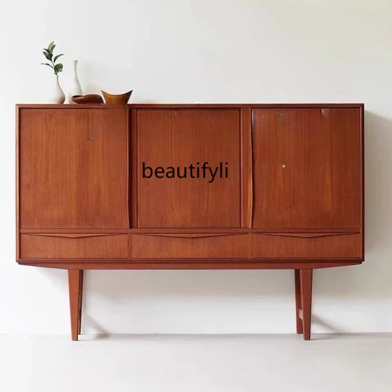 

Medieval solid wood dining side cabinet household storage cabinet, teak Nordic designer custom locker H H