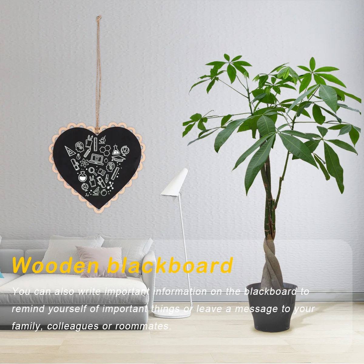 

5Pcs Heart Shaped Hanging Wooden Blackboard Mini Chalkboard for Party Home Office Message Board Decor Reminder Tags
