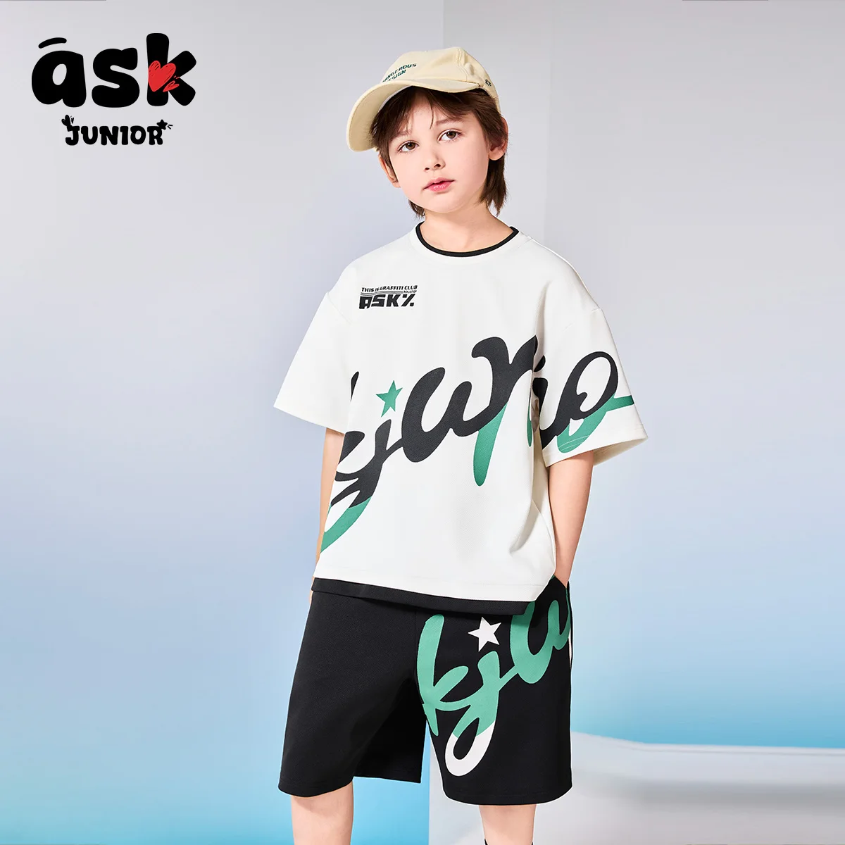 اسأل مجموعة الأطفال الصغار الصيف الأطفال المتوسطة وكبار السن قصيرة الأكمام تي شيرت الرياضة عارضة السراويل في سن المراهقة الفتيان قطعتين مجموعة #5