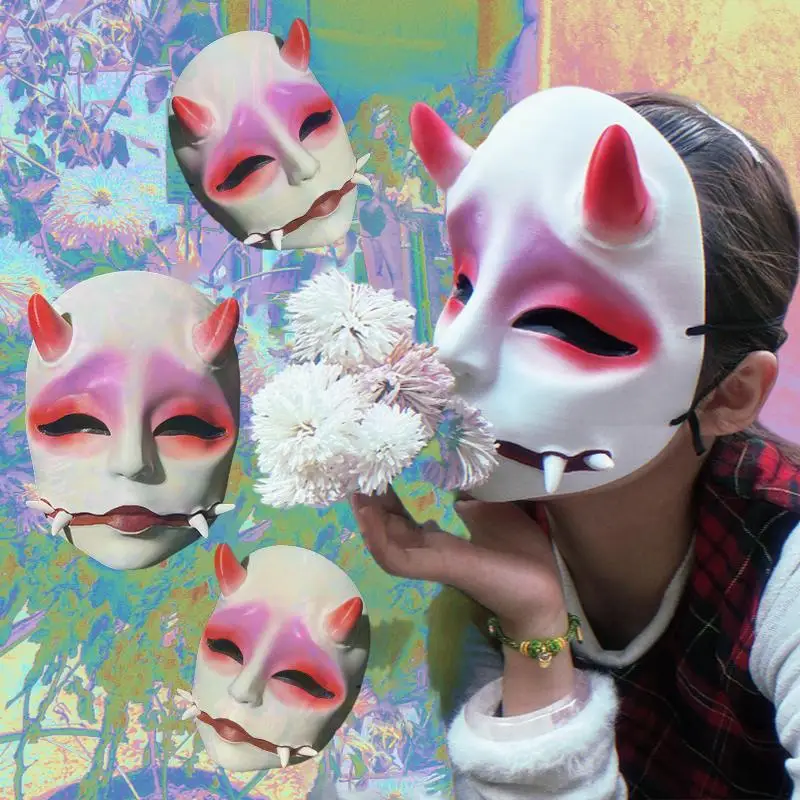 Japanische traditionelle Booze-Schluckender Junge Prajna Ball lustige Requisiten Vollgesichtsdekoration für Erwachsene Halloween Horrormaske