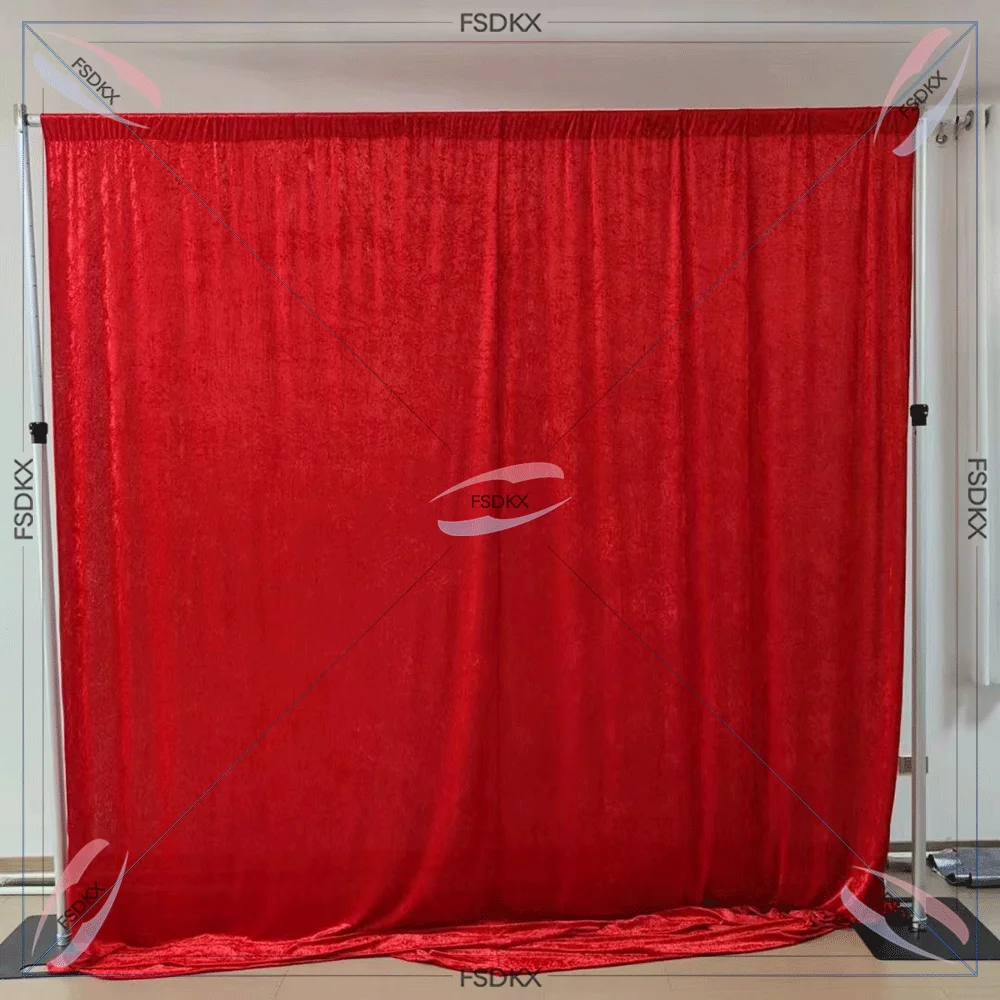 Hot Sales Backdrop Red Velvet Curtain Backdrop Fabric Drapery Curtain For Photobooth Wedding Event