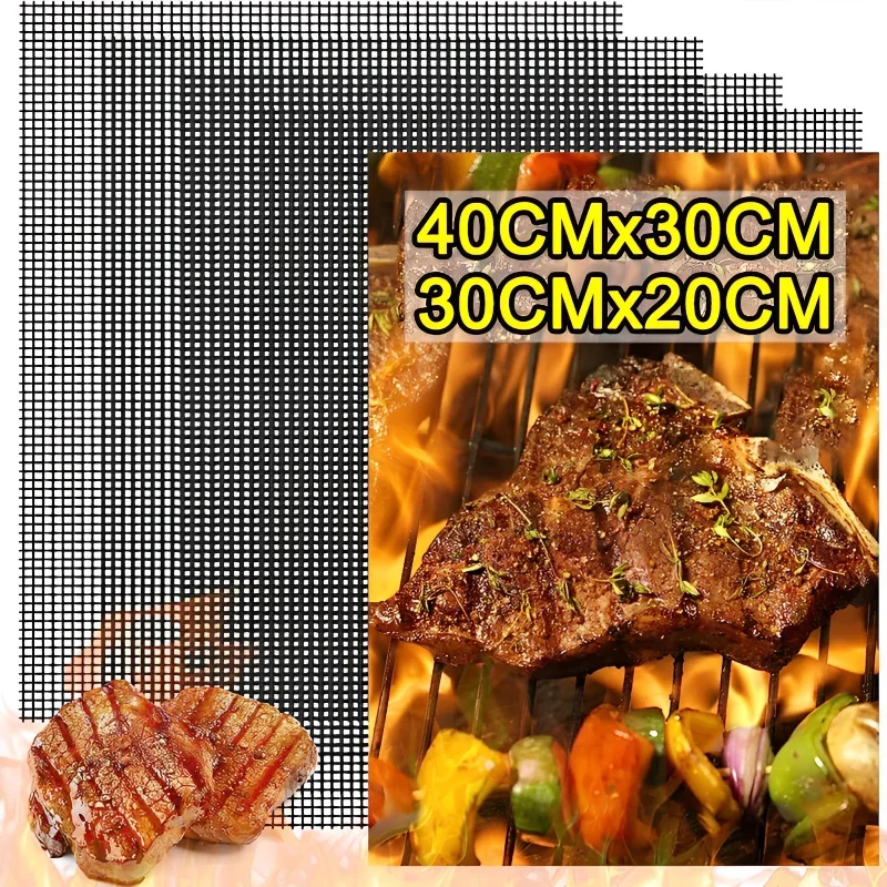 Barbecue Grilling Mat Replacement Mesh Wire Net Non-Stick Grilling Mesh Pads Outdoor Activities Cook Reusable BBQ Accessories