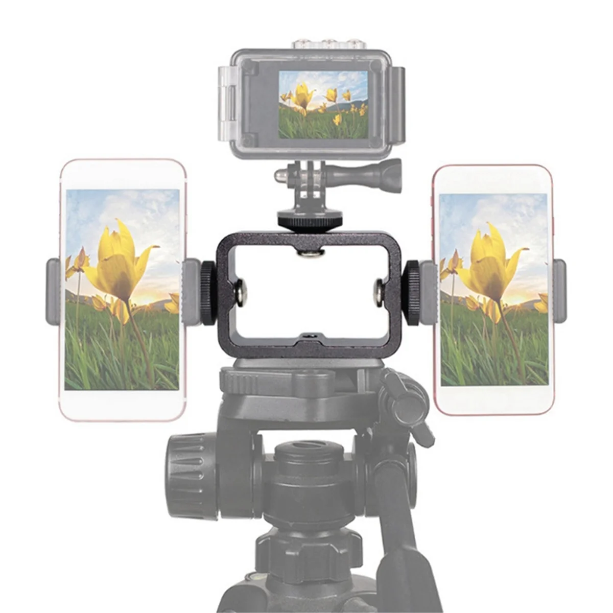 

A02R Holder Flash Bracket Adapter Bracket for Live Broadcast Selfie Camera Phones 1/4 Hole Metal Three-Position Machine