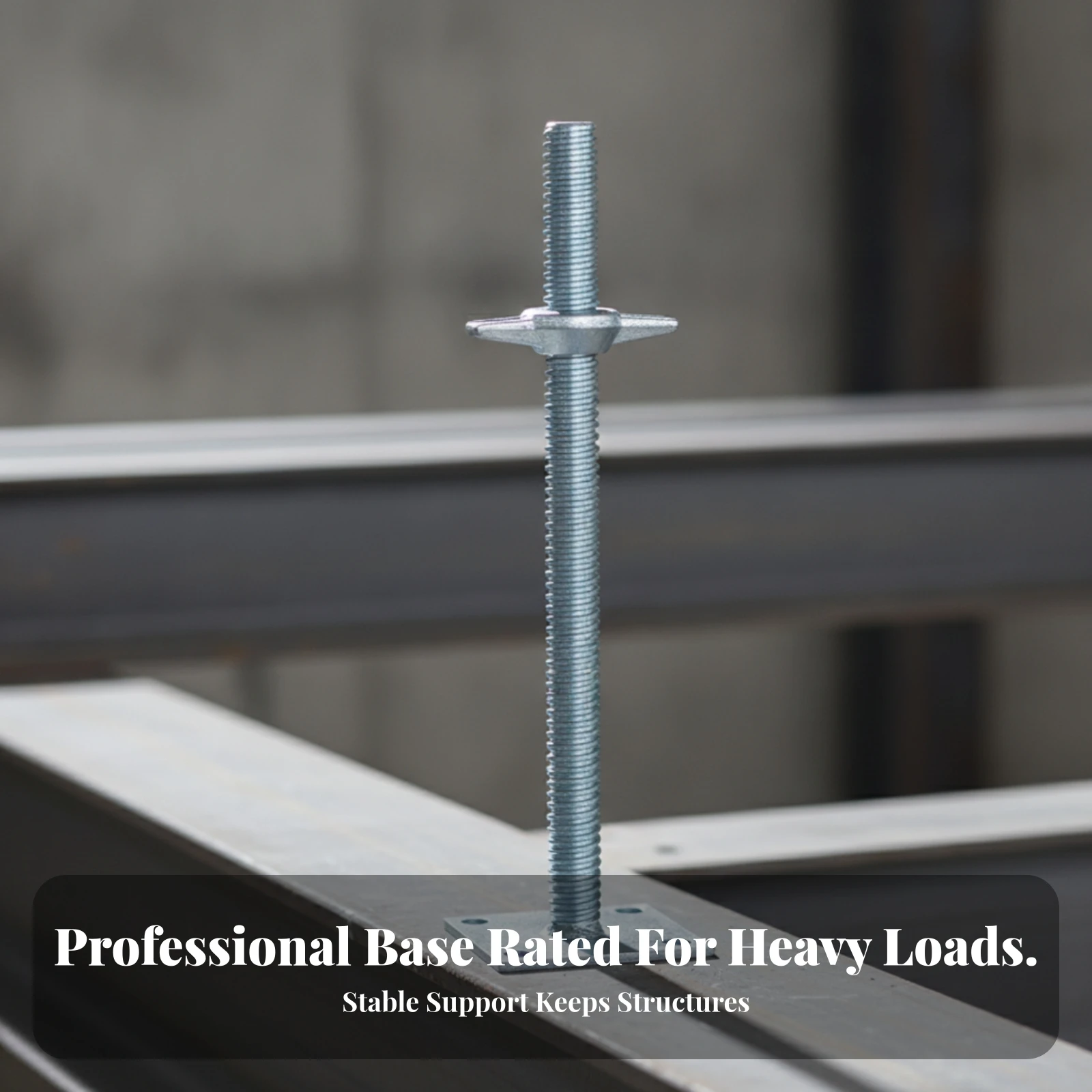 Scaffold Jack with Base Plate Threaded Scaffold Base Plate with Screw Jack Support Post Stable Long-Lasting for Contractors