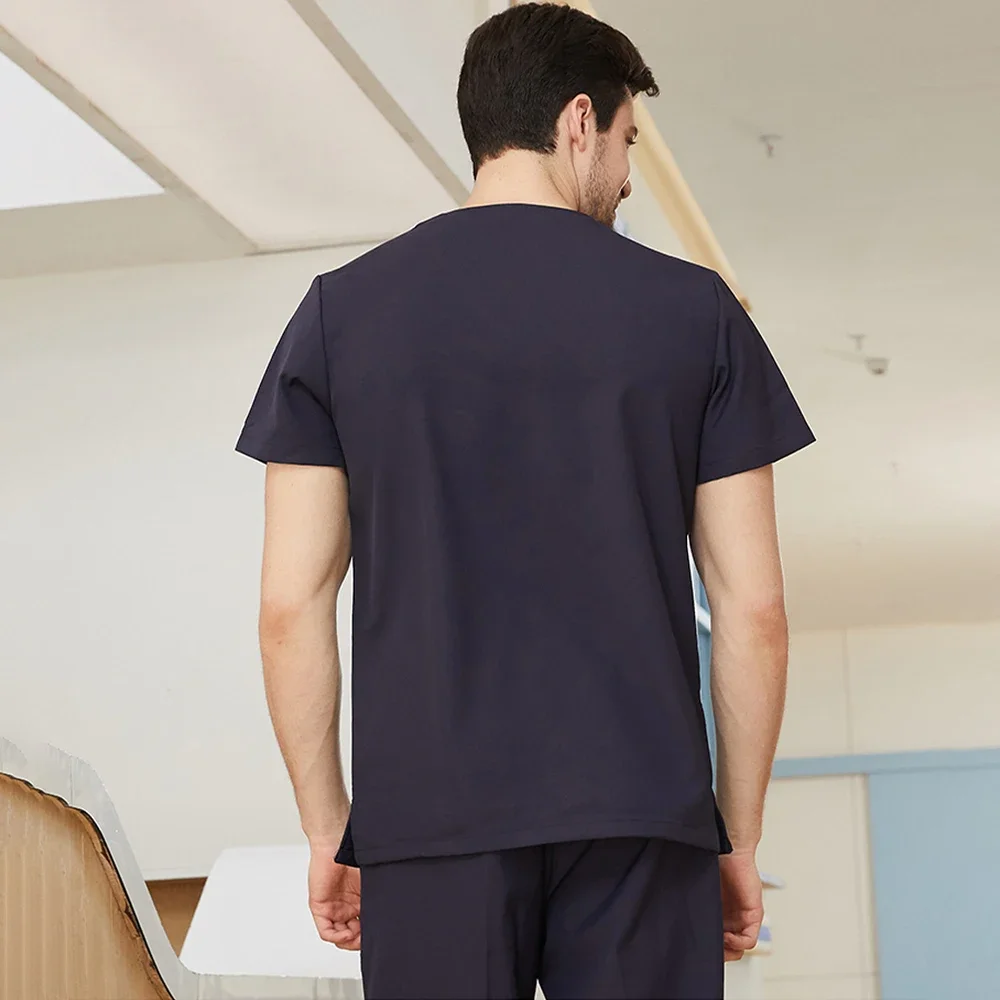 Ensemble de vêtements de travail d'infirmière pour femmes et hommes, haut essentiel, pantalon, uniformes de soins infirmiers, col en V, olympiques de travail pour médecin N-L1-2