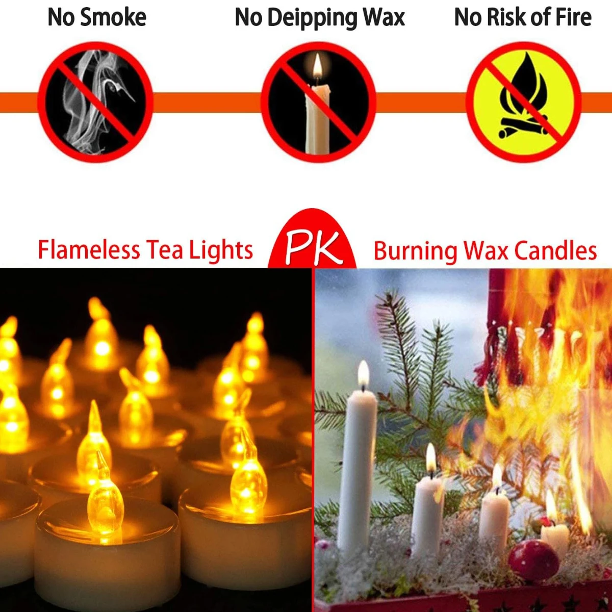 6-48 قطعة LED عديمة اللهب الشموع بطارية تعمل الإبداعية متمنيا Tealight الدافئة الأبيض وهمية شمعة كهربائية لجميع القديسين عيد الميلاد #3