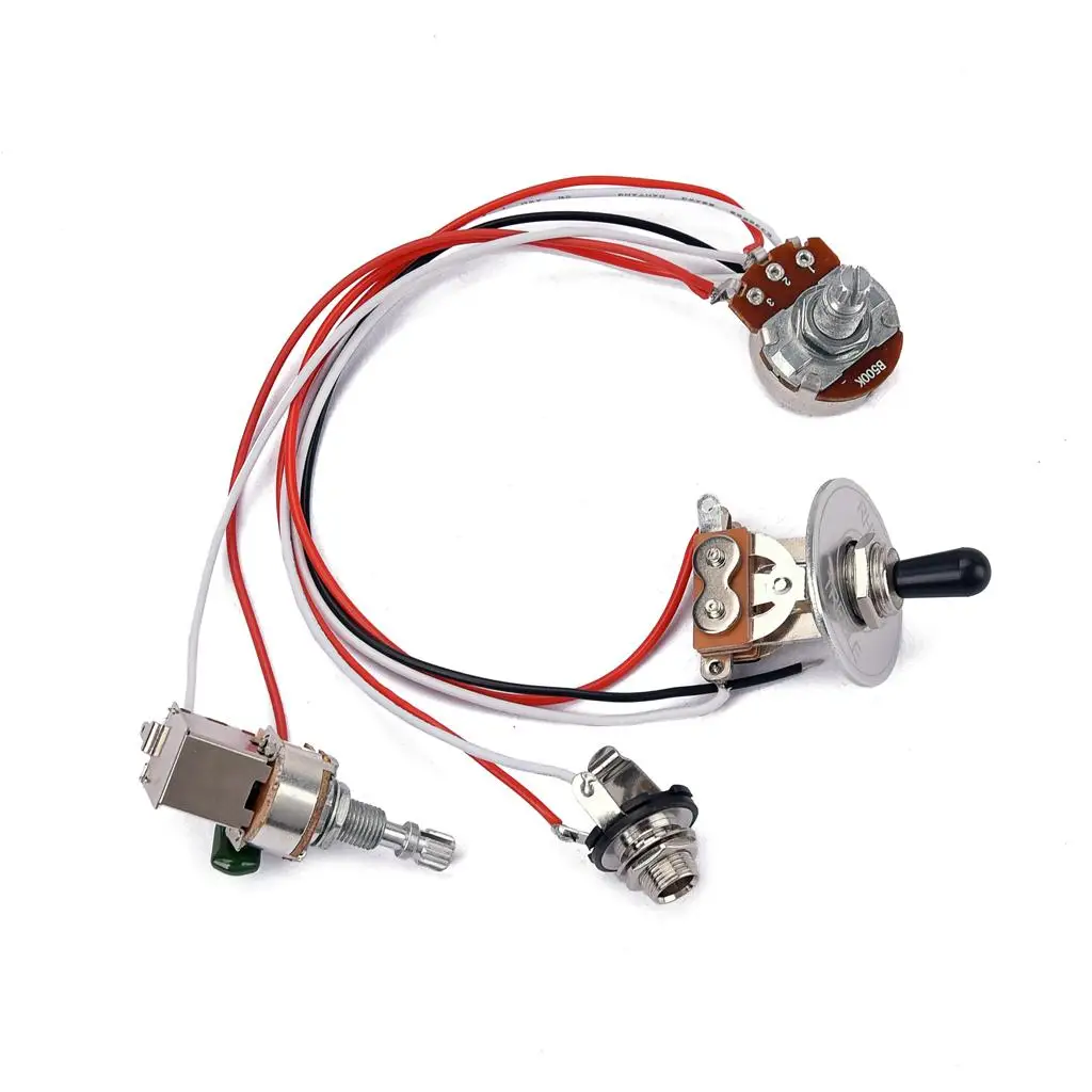 Prewired Electric Guitar Harness 3 Way Switch Alpha B500K DIY Replacement Kit for Guitar Upgrade