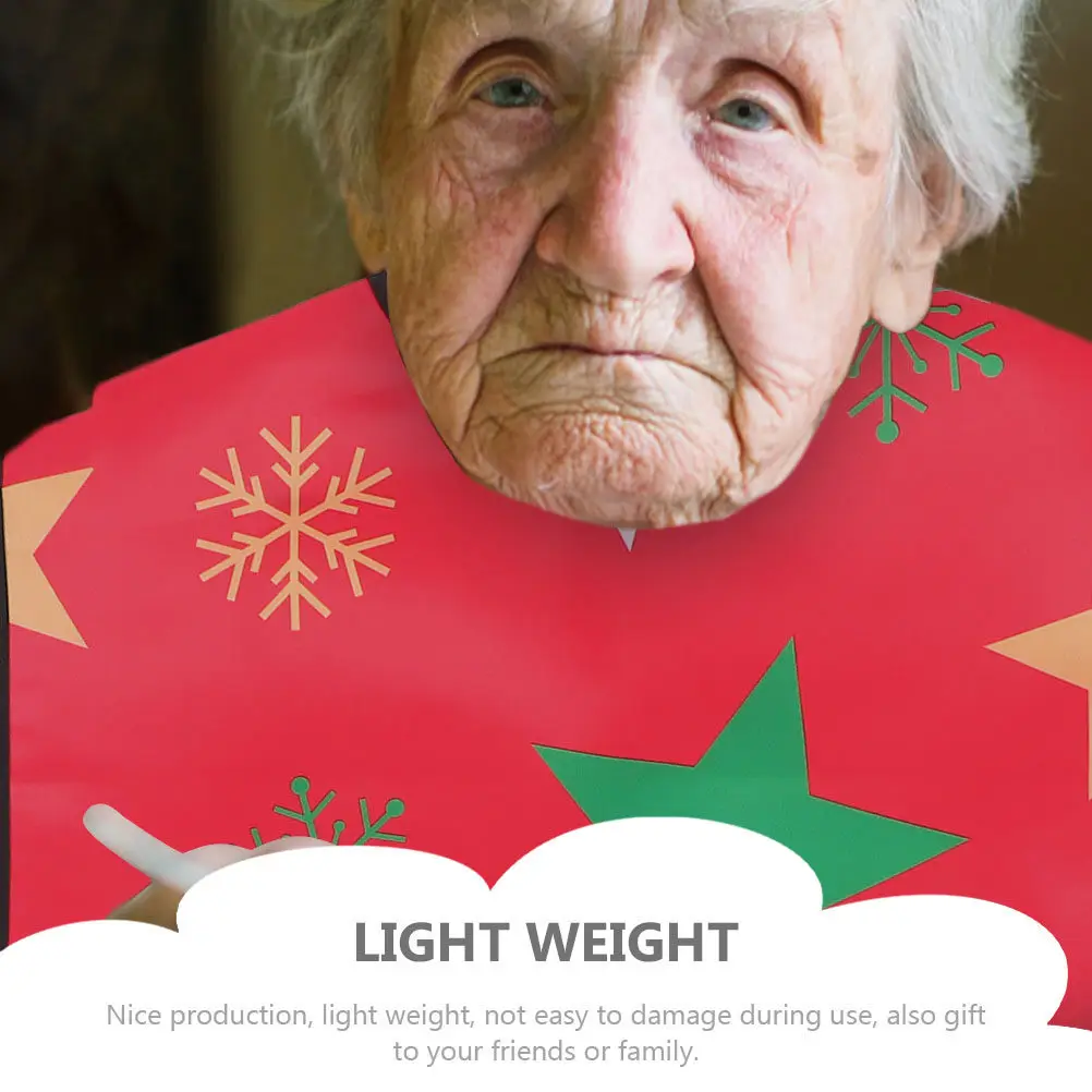 2pcs Christmas Adult Bib Adjustable Snap Buckle Waterproof For Seniors Women Disabled Multi-Use Xmas Eating Protector Health