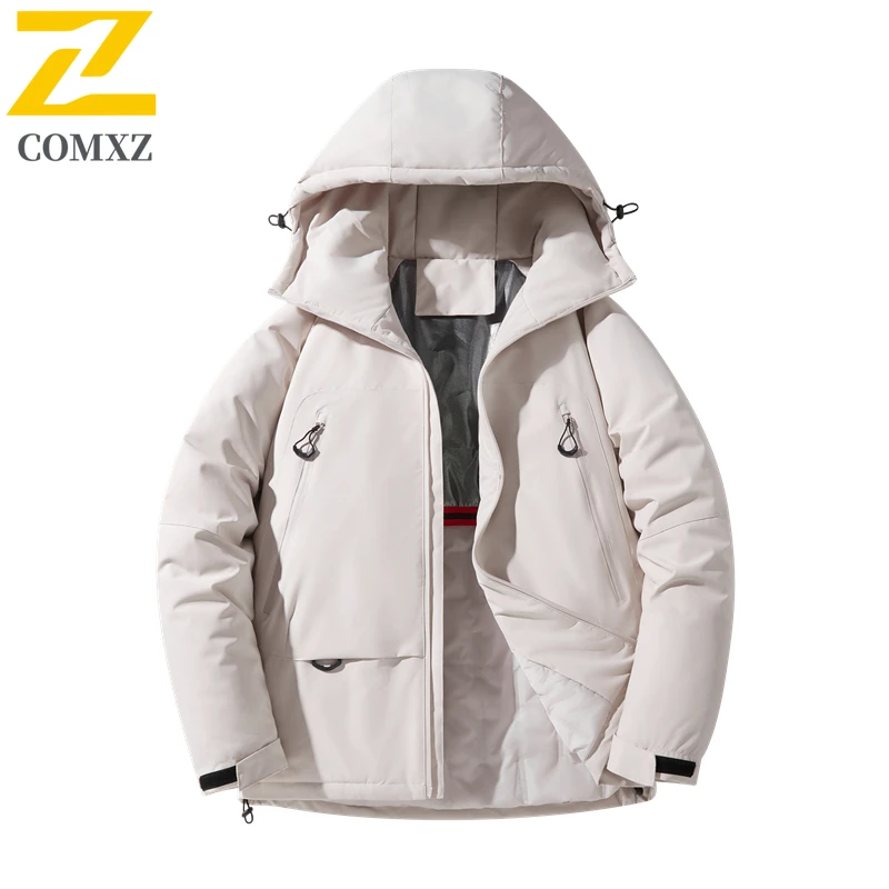 Kurtka bawełniana dla par, edycja 2025, aksamitna, pogrubiona, chroniąca przed zimnem, ciepła kurtka puchowa z kapturem, kurtka bawełniana na kemping, do jazdy na nartach.