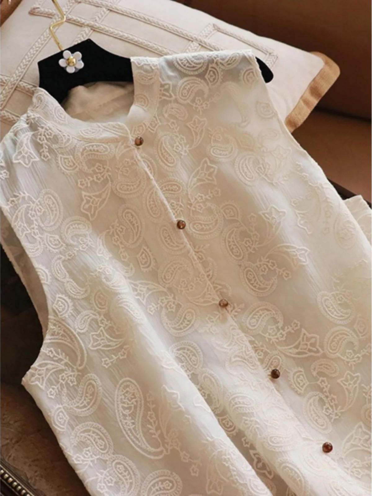 

Новый женский жилет в китайском стиле, весна-лето 2023, модный универсальный топ с вышитым воротником-стойкой