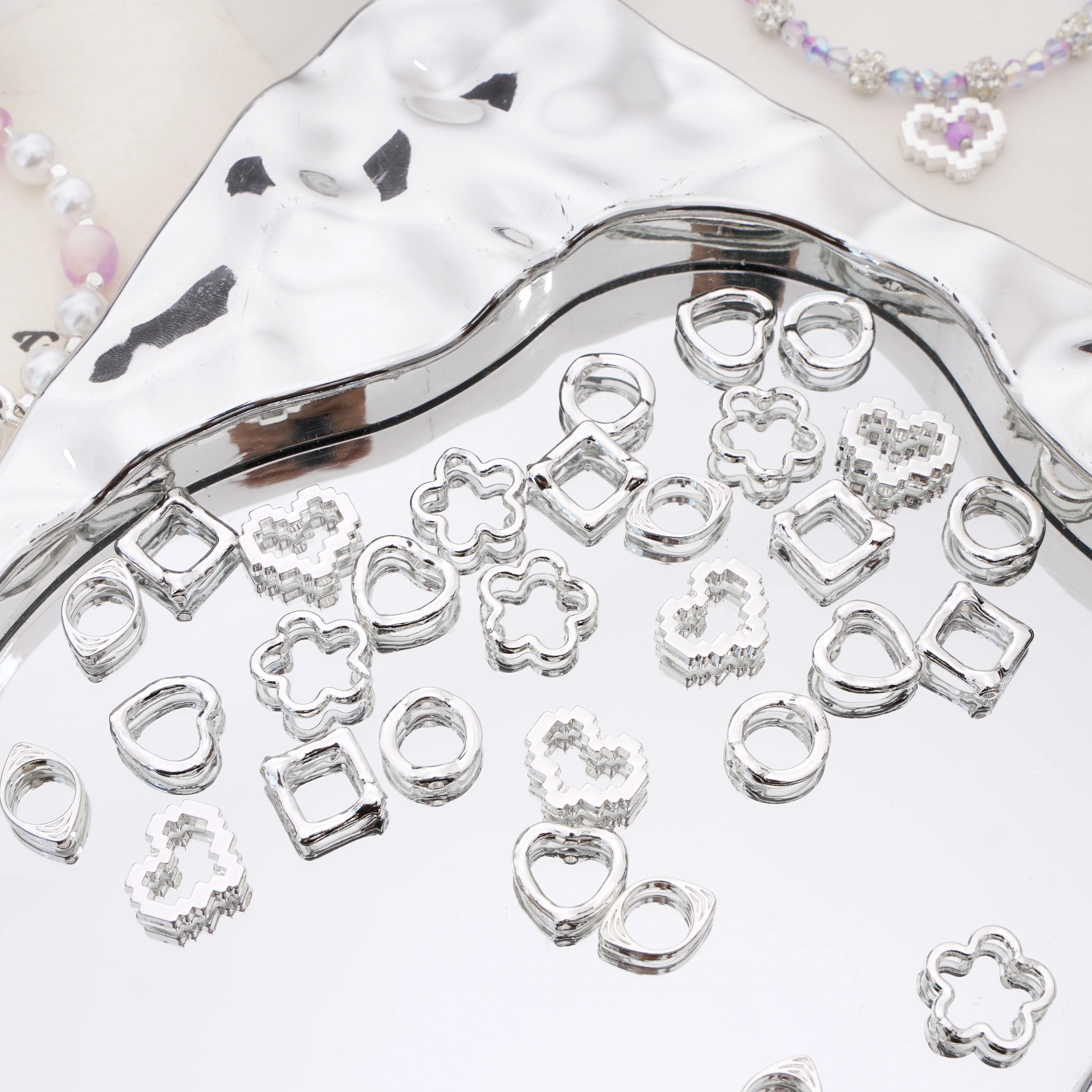 1Pc Multi-style Alloy Gold Plated Bead Frame Spacer Bead Ring Bead Wrapper for DIY Bracelet Necklace Jewelry Making Accessories