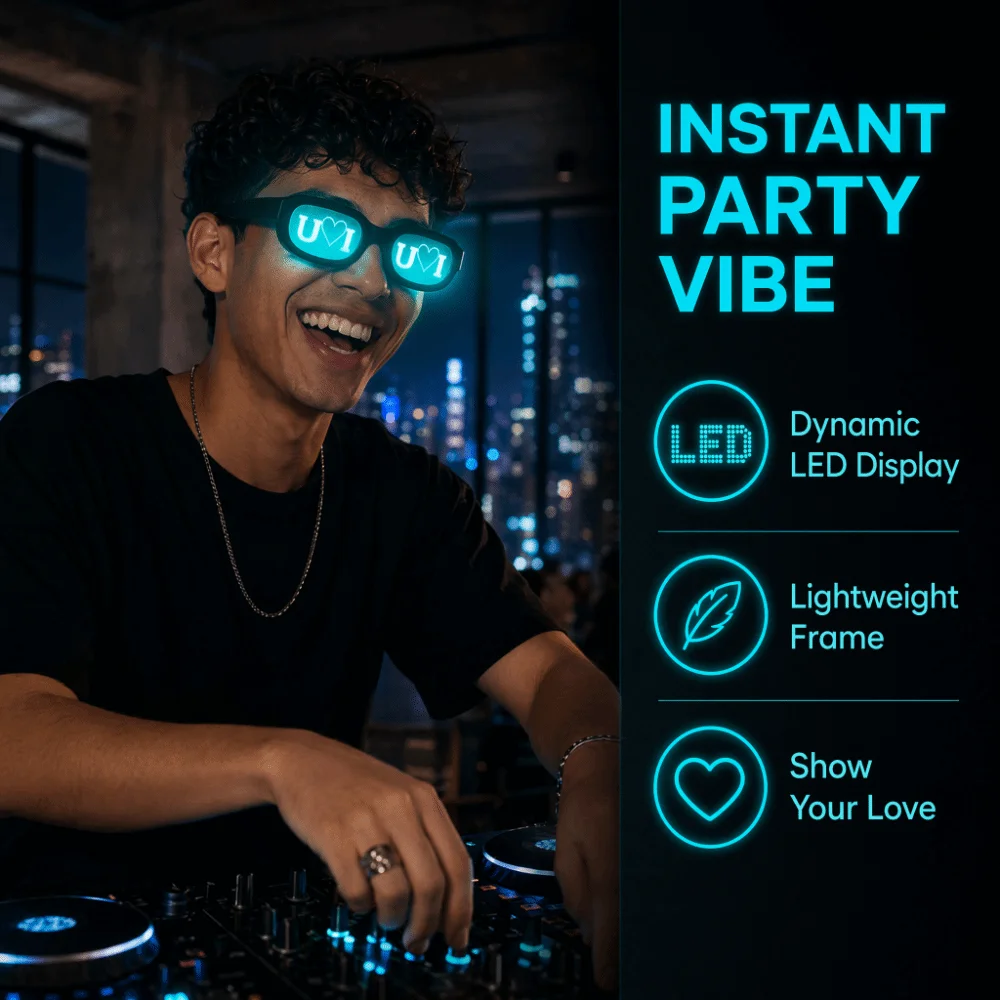 Special Effect LED Glasses Glowing Neon Sense of Technology Luminous Eyewear Red Eyes Flashing Light Flash Eye Glasses Cosplay view 3