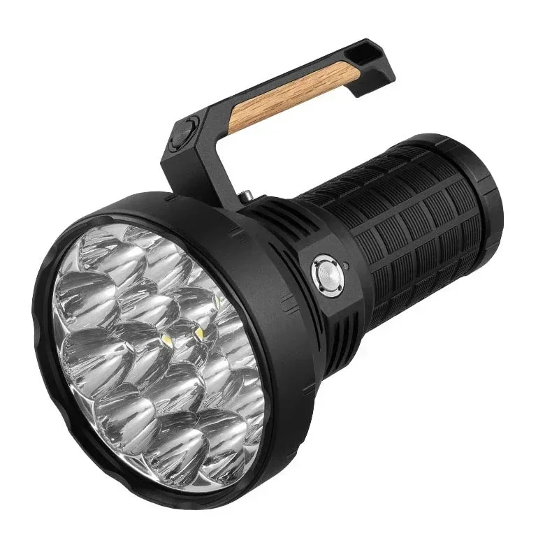 Brightest Tactical Flashlight 48000LMS Searchlight Built in Cooling Fan 16pcs P50 LED Rechargeable Lantern