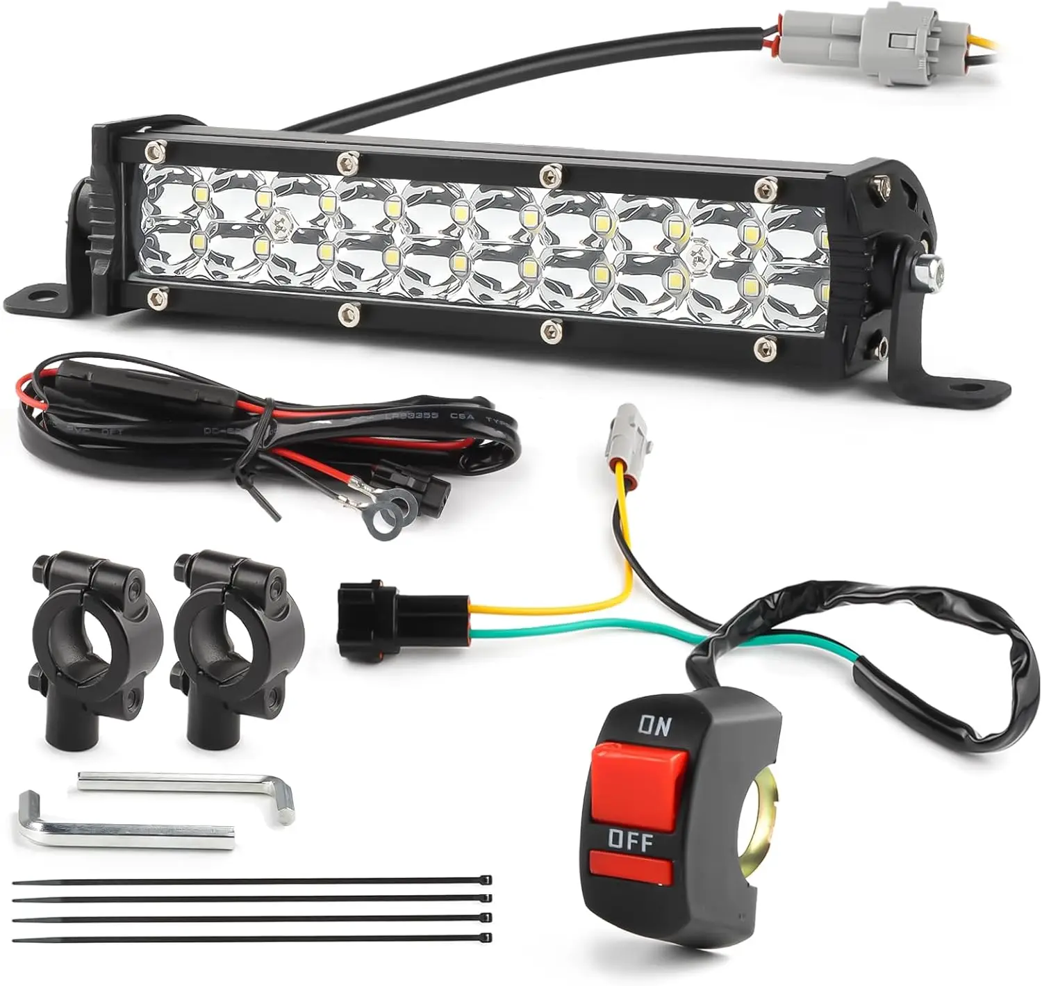 

Bike Light Bar White Motorcycle Headlight Kit with ON-Off Switch Universal for 7/8" 22mm Handlebars Pit Dirt Bike Plug and Play