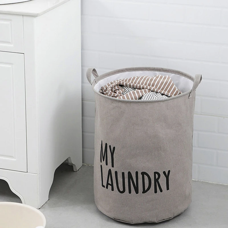 Home Laundry Basket Linen Cotton Foldable Laundry Hamper Waterproof Clothes Toys Organizer High Capacity Bathroom Storage Basket