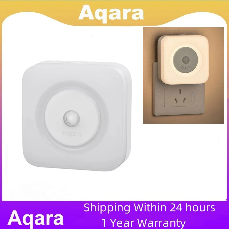 Lampu Sensor Tubuh Manusia Aqara Versi Plug-in LED Lampu Ramah Mata Lampu Tidur Ganda 3000K Cahaya Malam Sensor Pintar Lembut