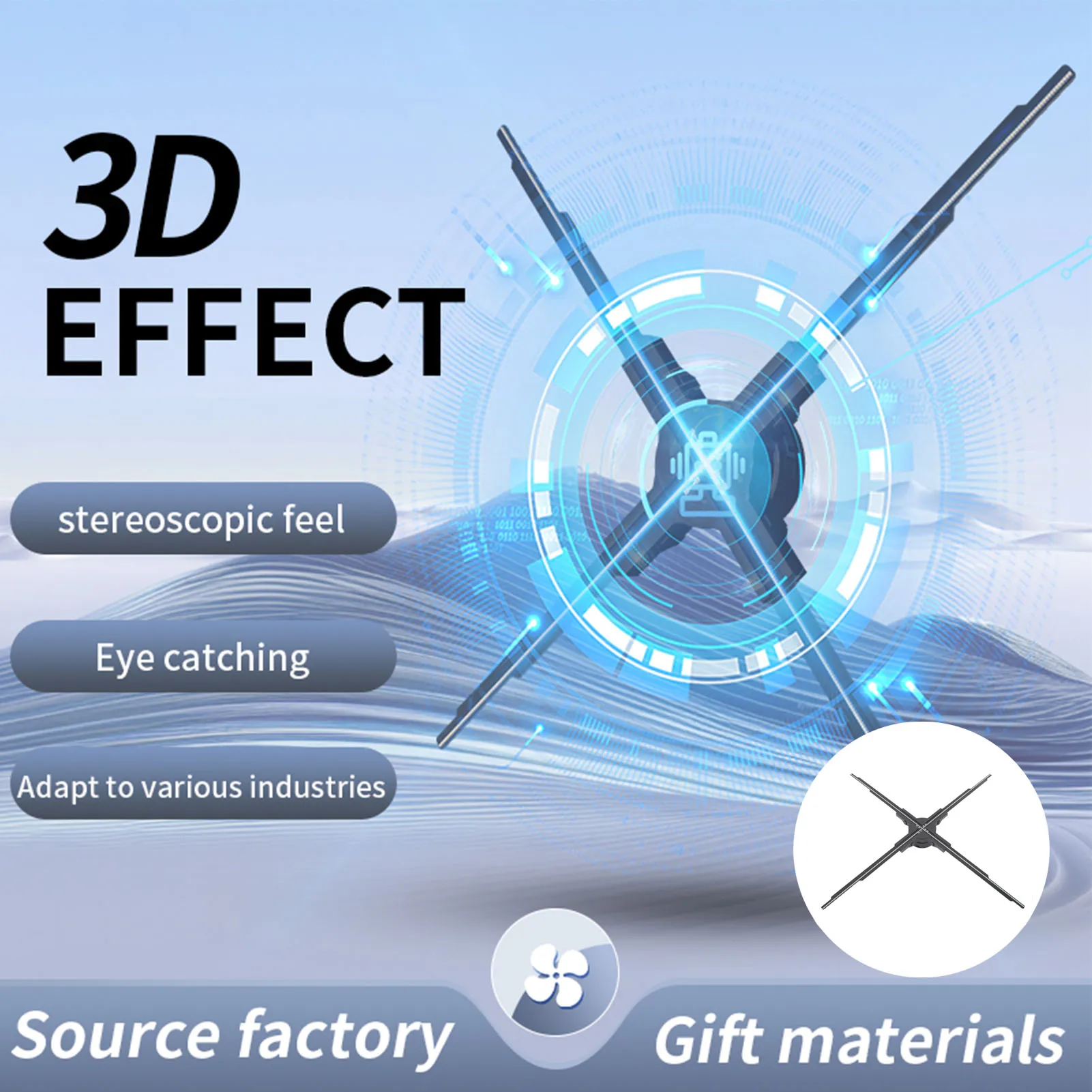 

Hologram Fan Display 640 LED Chips 2500x640 Resolution High Resolution 65CM APP Control WiFi 3D Hologram Fan Projector for Bar