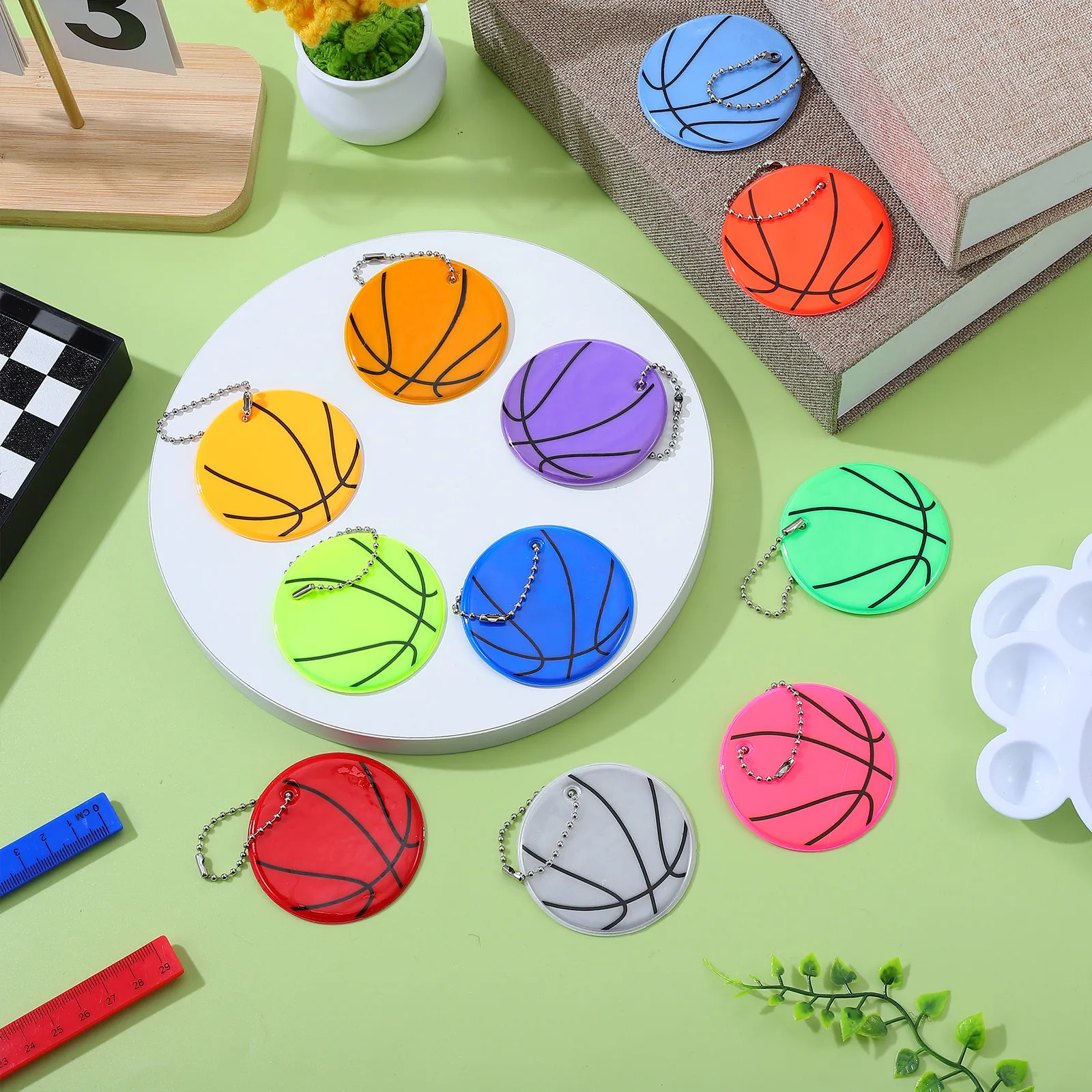 11 Pcs Adorable Backpack Keychains Basketball Luggage Tag Safety Pendants Reflectors Reflective Tags