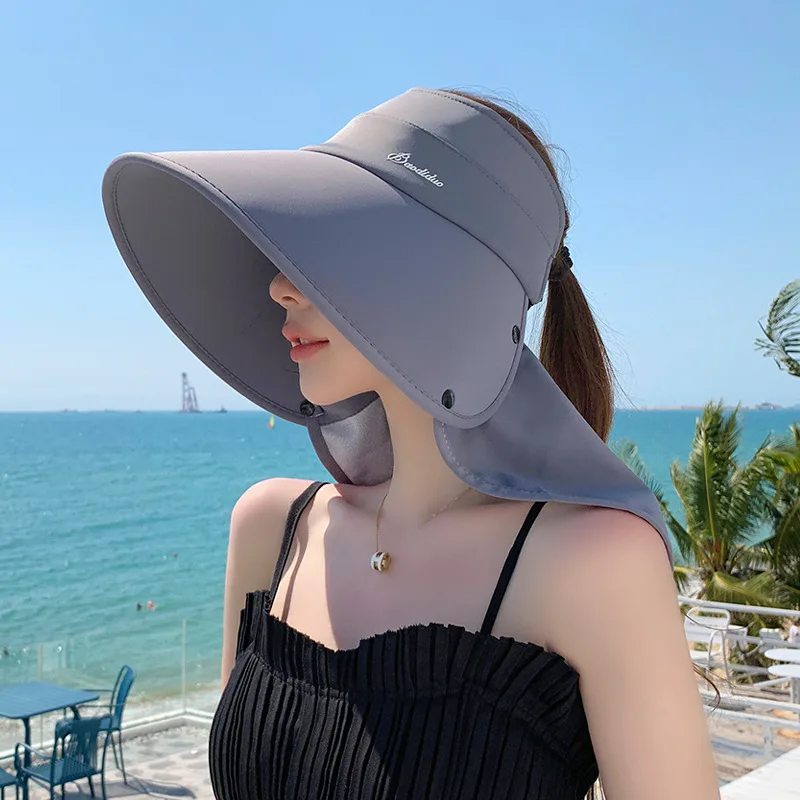 New Summer Women Big Brim Fisherman Hat Sun Uv Protection Sunshade Bucket Hat Empty Top Cap Female Fashion Waterproof Travel Hat