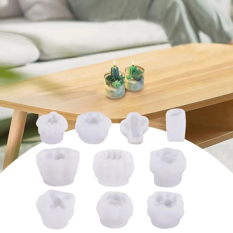 Succulent Molds For Candles Chocolate Mold Candle Molds 10X Resin Molds 3D Succulent Cactus Epoxy Mold For Candle Soap Wax Resin