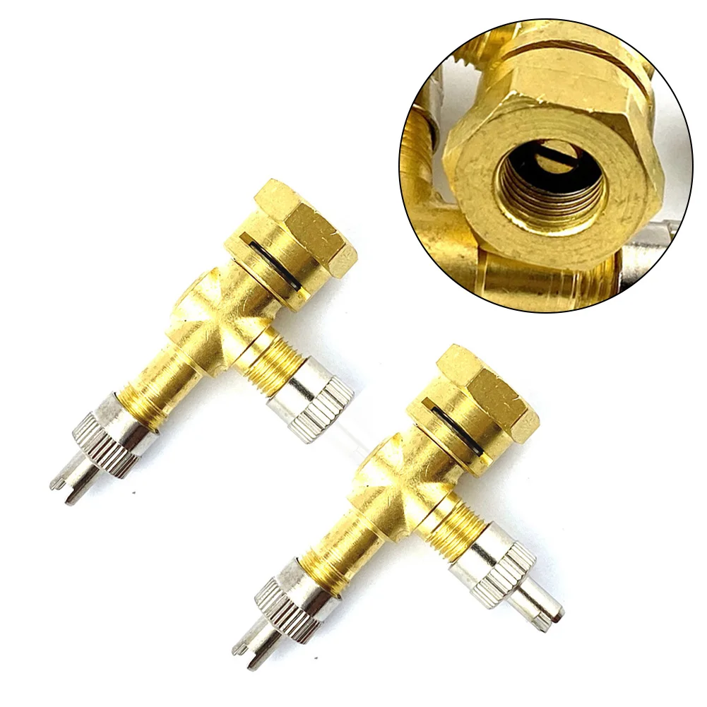 

2pcs TPMS Valve Tee Adapter 3-way Pure For Motorcycles For Automobiles Car Metal Acesssories Tools