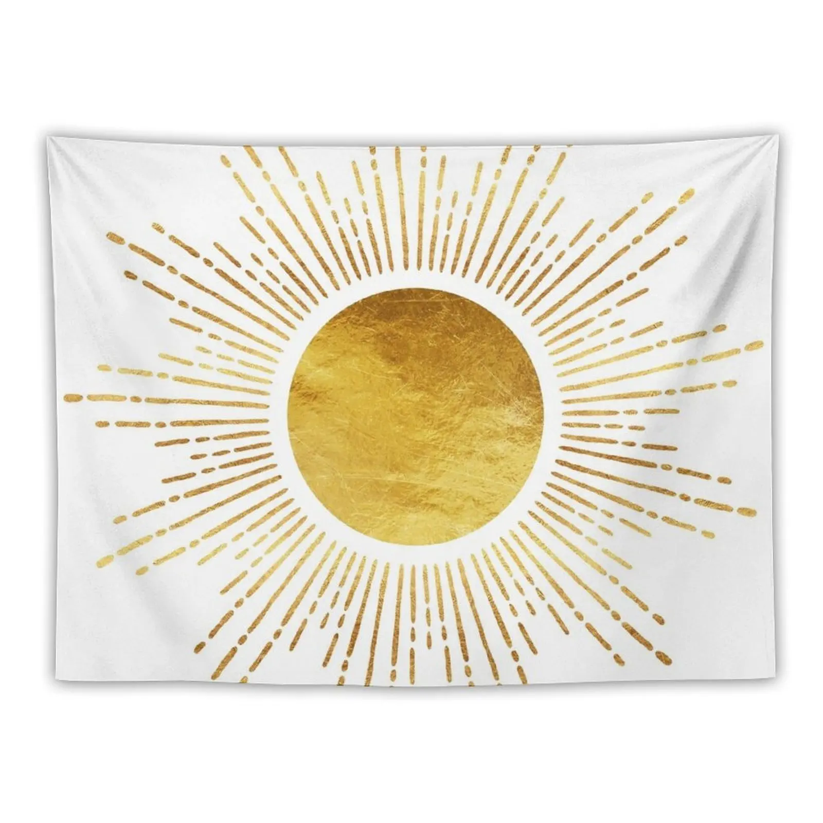 

Golden Sunburst Abstract Starburst White Hot Tapestry Room Decor Korean Style Outdoor Decoration Tapestry