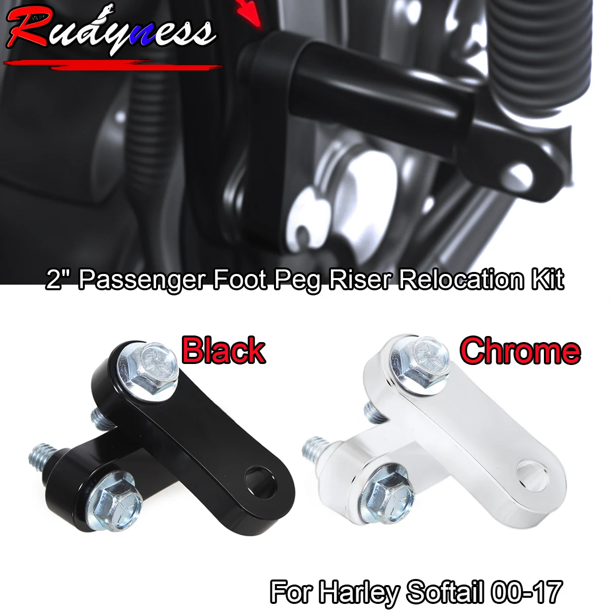 Motorcycle Rear Passenger Foot Peg Riser Relocation Kit For Harley 2000-2017 Softail FXST FLST