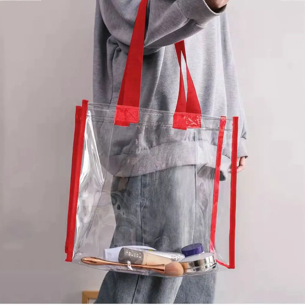 Summer Transparent PVC Tote Bag Crossbody Bag Clear Shopping Bag Waterproof Shoulder Messenger Bag