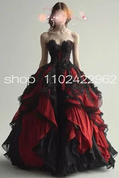 Customized  Gothic Victorian Wedding Dresses 2025 Sweetheart Lace-up Corset Ruched Skirt Fairy Bridal Gown abito da sposa rosso