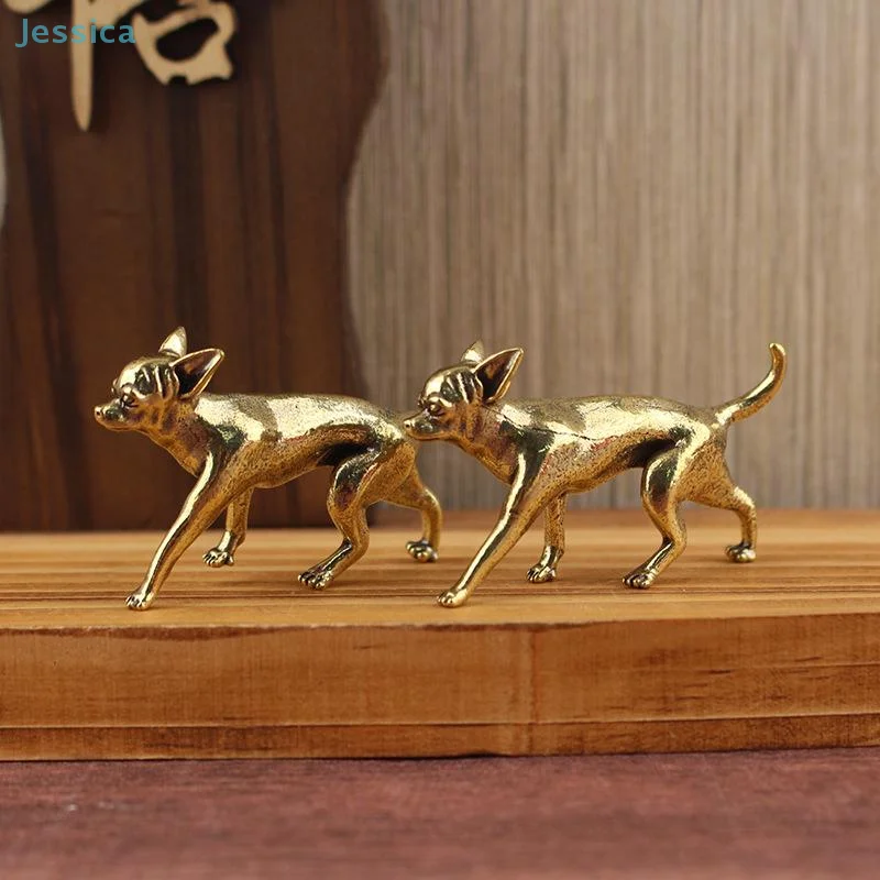 ♥♥♥♥Hairless Dog Puppy Brass Figurine Desktop Decorations - view 3